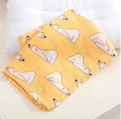 자연적 모슬린 두배 거즈천 110GSM 유아 목욕 뒤에 싸는 담요