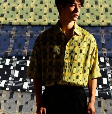 100% 면 체크 130gsm 패션 셔츠 원단 격자 무늬 원단 혼방 예술적