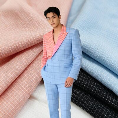195gm 가닥 염색 체크 슈팅 직물 68% 폴리에스터 30% 레이온 2% 스판덱스 유니폼
