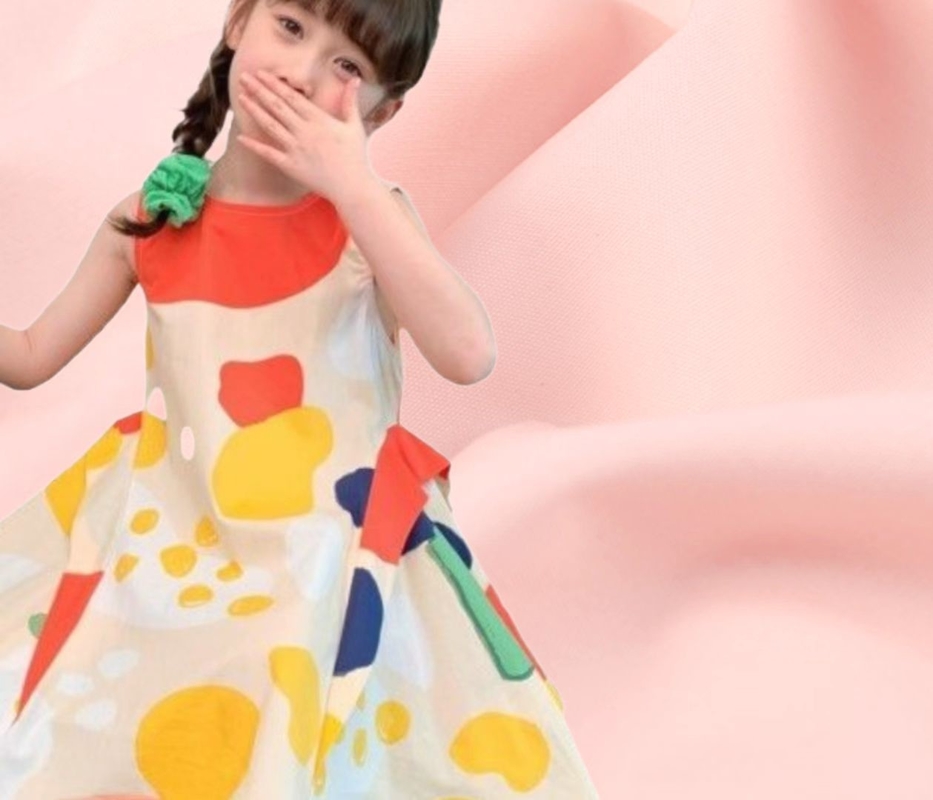 98% 유기농 면 셔츠 구성 2% 스판덱스 친절한 여름 50sX50s 135GSM 유아복 드레스