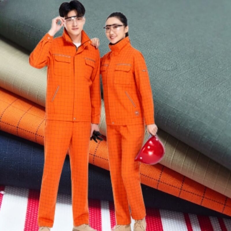 안티 정적 격자 안티 찢기 150gsm 직업복용 직물 CVC 혼합물
